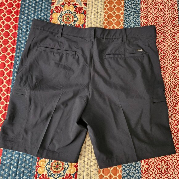Izod Golf 40/9.5 Navy Blue Golf Swing Flex Cargo Shorts Straight Fit Waist Grip - Picture 9 of 9